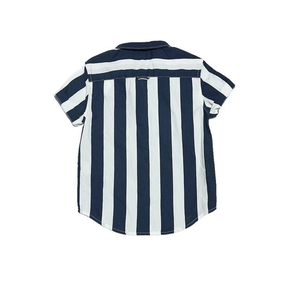 NEW CACTUS Boys Navy Stripe Button Down Shirt - Picture 3 of 3